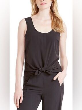 NIC+ZOE Black Stretch Tech Tie Front Tank